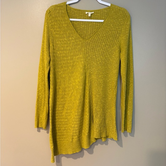Eileen Fisher Tops - Eileen Fisher Mustard yellow Ribbed asymmetrical linen Knit Top
